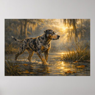 Poster Catahoula Sunrise   Art pour chien de chasse   Aff