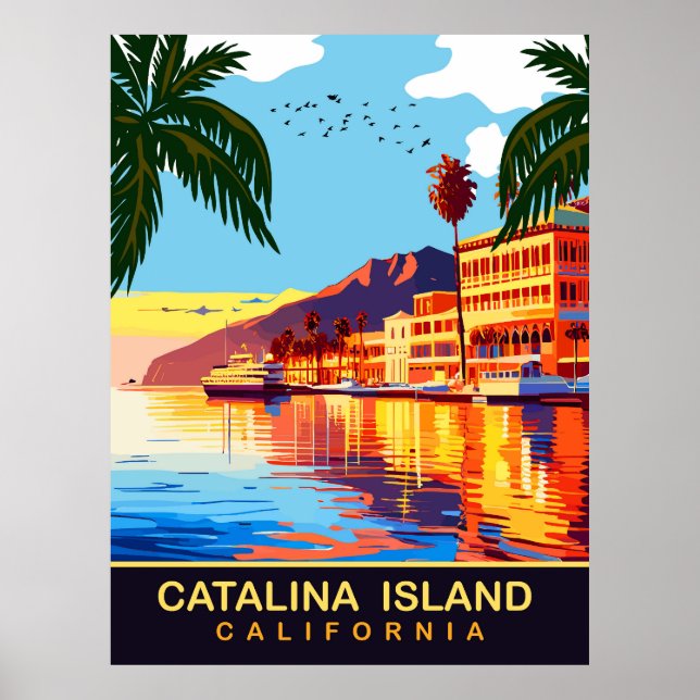 Poster Catalina Island, CA, Réflexions sur l'eau, Voyage (Devant)
