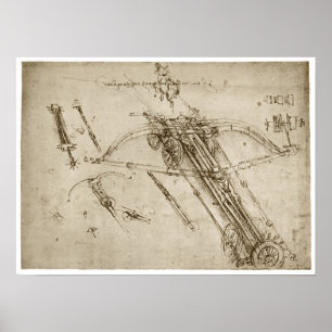 Poster Catapulte, Leonardo da Vinci, 1490