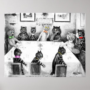 Poster Catastrophe de Noël de chats par Louis Wain