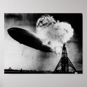 Poster Catastrophe du Hindenburg - Explosion de Zeppelin