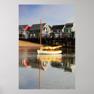 Poster Catboat et front de mer, Provincetown MA, Cape Cod