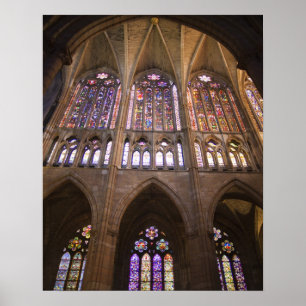 Poster catedral de Leon, interior stained glass windows