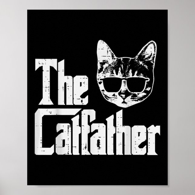 Poster Catfather Funny Chat Papa Fête des pères Movie Pun (Devant)