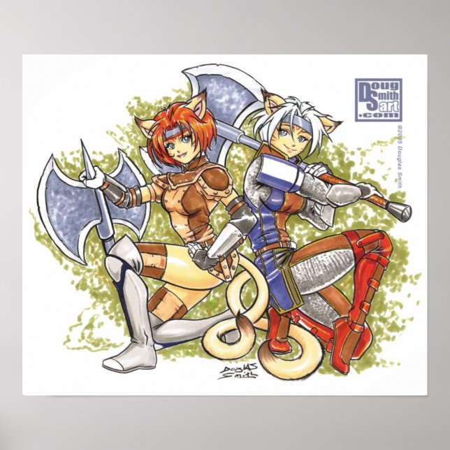 Poster Catgirls avec Axes (Devant)