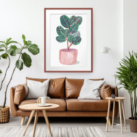 Cathathea Prière en pointillé Plante Aquarelle Art