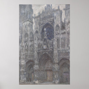 Poster Cathedral in Rouen Portal Grey Weather by Monet