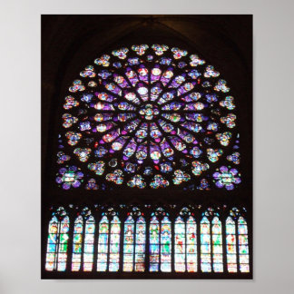 Poster Cathédrale de la Fenêtre rose Notre Dame, Paris, F