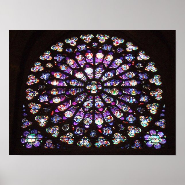 Poster Cathédrale de la Fenêtre rose Notre Dame, Paris, F (Devant)