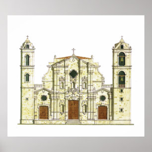 Poster Cathédrale de La Habana. Le Cuba