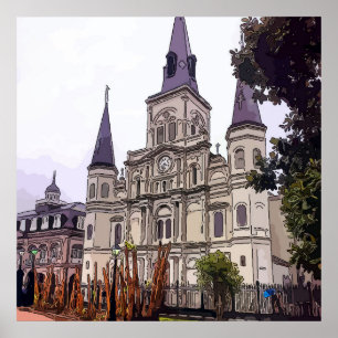 Poster Cathédrale de la Nouvelle-Orléans hiver