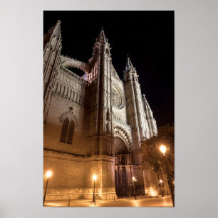 Poster Cathédrale de Palma de Majorque la nuit - Espagne