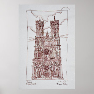 Poster Cathédrale de Reims   Région Champagne, France