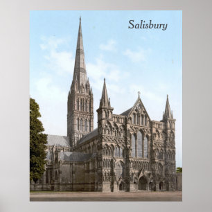 Poster Cathédrale de Salisbury en Angleterre (vers 1900)
