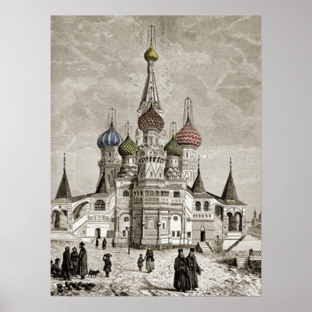 Poster Cathédrale de Vasili Carré rouge Onion Dome Theoto (Devant)