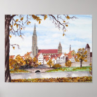 Cathédrale d'Ulm en Allemagne Peinture Acrylique C