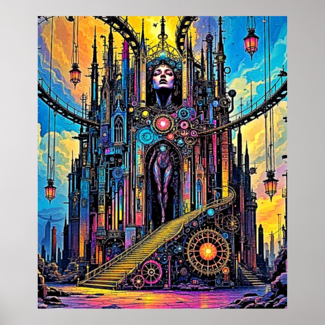 Poster Cathédrale mystique de Steampunk (Devant)