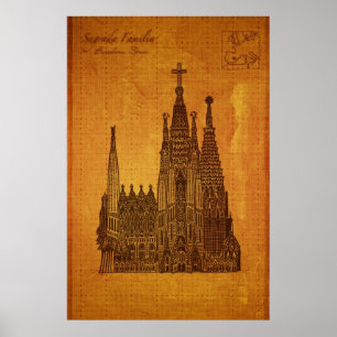 Poster Cathédrale : Sagrada Fam � lia, Barcelone