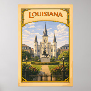 Poster Cathédrale St. Louis de Louisiane Vintage