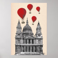Cathédrale St Pauls et Ballons Red Hot Air