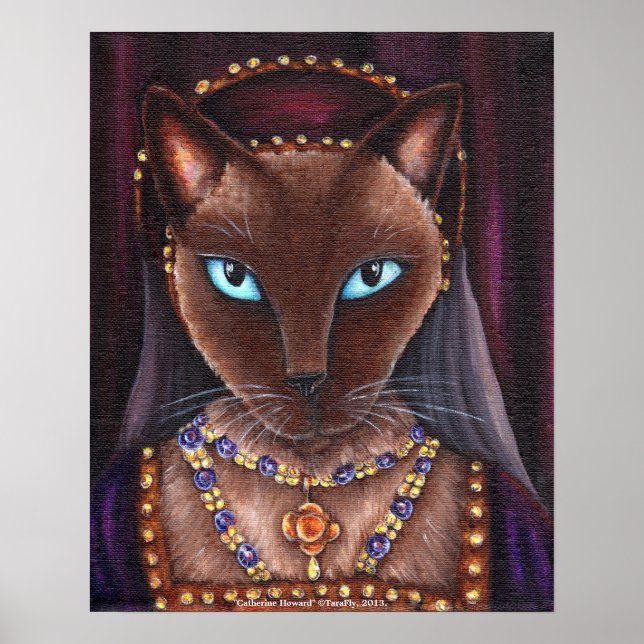 Poster Catherine Howard Cat Art King Henry VIII Tudors (Devant)