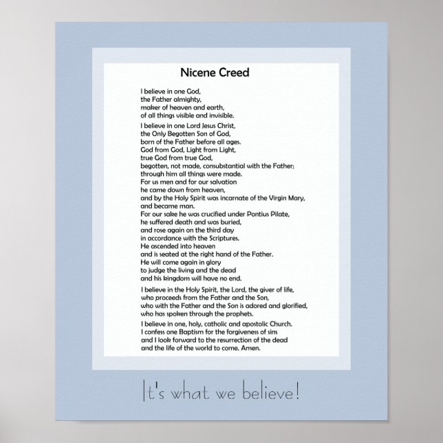 Poster catholique Nicene Credo chrétien (Devant)