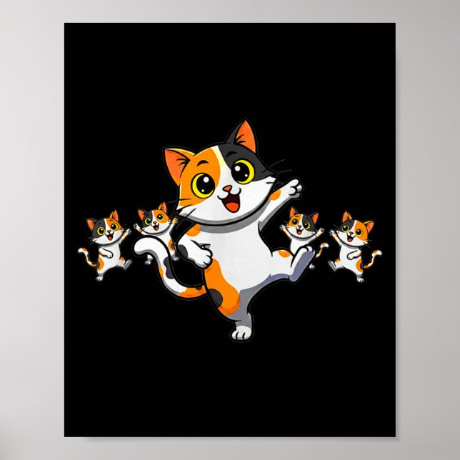 Poster Cats Dancing Funny Cat Lover For Women Kitty Graph (Devant)