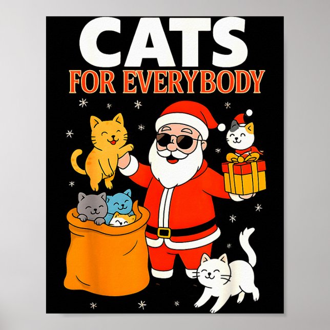 Poster Cats For Everybody Funny Christmas Cat Xmas Santa  (Devant)