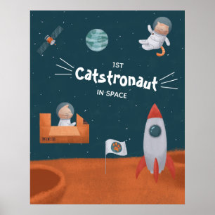 Poster Catstronaut Whimsical dans l'espace, Chats sur Mar