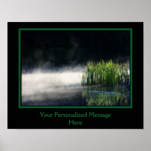 Poster Cattails Et Mist On Pond Créez Votre Propre Citati (Devant)