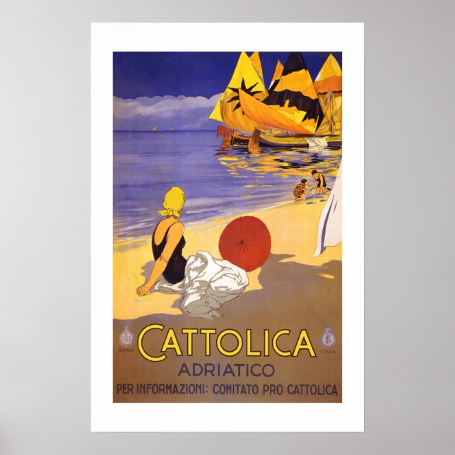 Poster Cattolica Italie Vintage voyage (Devant)