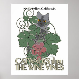 Poster Catwalu à travers les vignes