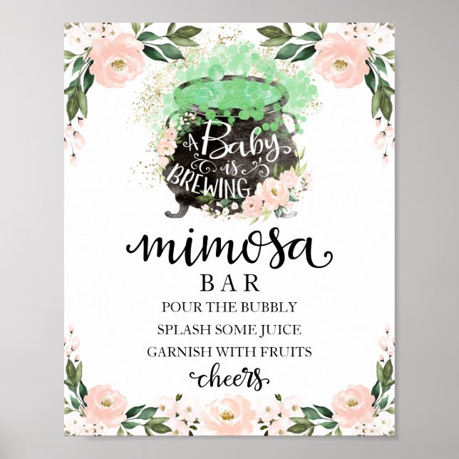 Poster Cauldron Halloween Baby shower Mimosa Barre Pannea (Devant)