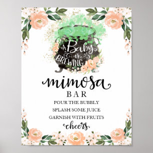 Poster Cauldron Halloween Baby shower Mimosa Barre Pannea