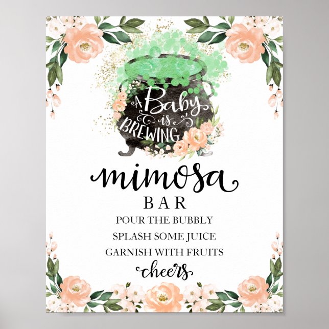 Poster Cauldron Halloween Baby shower Mimosa Barre Pannea (Devant)