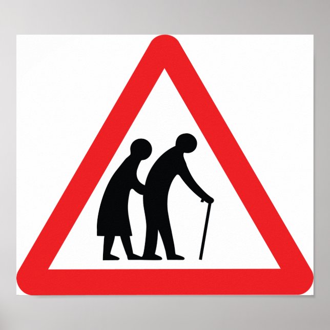 Poster CAUTION Personnes ÂGÉES - VOYAGE UK (Devant)
