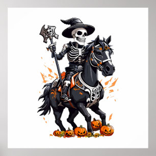 Poster Cavalier de cheval squelette