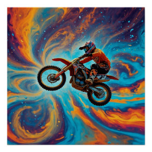 Poster Cavalier de motocross et rêves