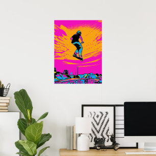 Poster Cavalier de scooter volant - Scooter de stunt