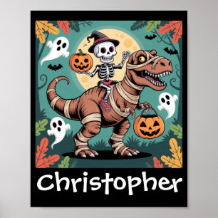 Poster Cavalier Dino Squelette – Squelette sur T-Rex Momi
