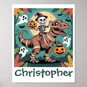 Poster Cavalier Dino Squelette – Squelette sur T-Rex Momi
