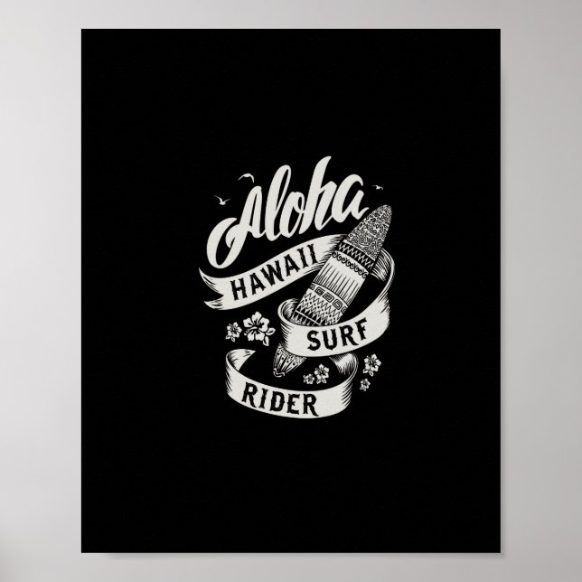 Poster cavalier du surf aloha hawaii (Devant)