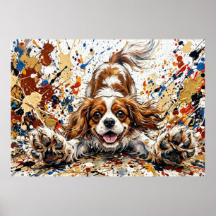 Poster Cavalier King Charles Spaniel Art éclaboussure de