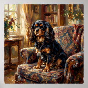 Poster Cavalier King Charles Spaniel Bibliothèque Victori