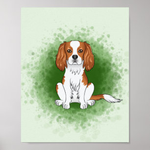 Poster Cavalier King Charles Spaniel Blenheim sur fond ve
