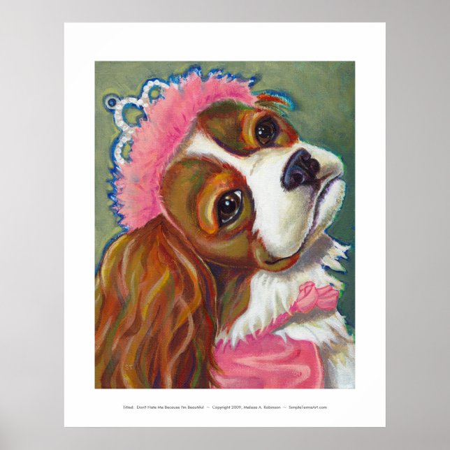 Poster Cavalier King Charles Spaniel Chien Princesse ART (Devant)