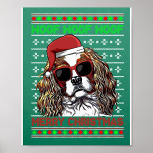 Poster Cavalier King Charles Spaniel Chien Woof Merry Chr