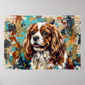 Poster Cavalier King Charles Spaniel Collage en technique