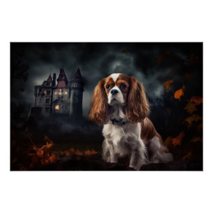 Poster Cavalier King Charles Spaniel Halloween effrayant