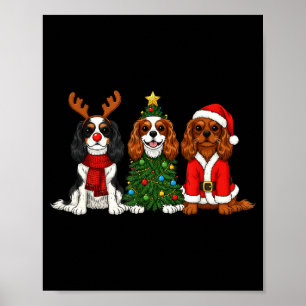 Poster Cavalier King Charles Spaniel Noël Santa Rein